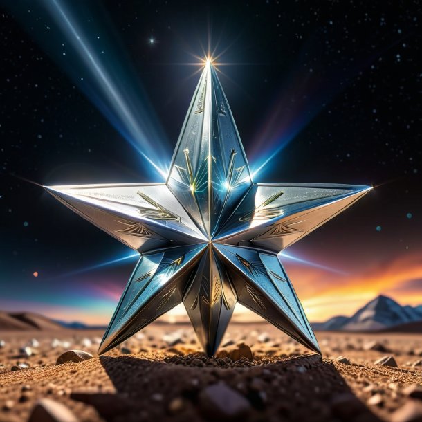 Foto de una estrella de plata de belén, piramidal