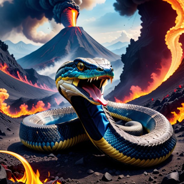 Picture of a king cobra in a shoes in the volcano