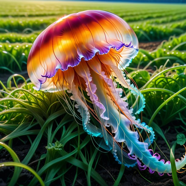 Image of a resting of a jellyfish on the field