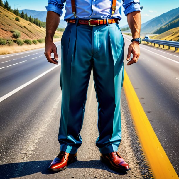 Foto de un pez en un pantalón en la carretera