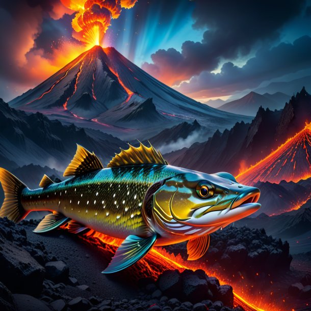 Image of a resting of a pike in the volcano