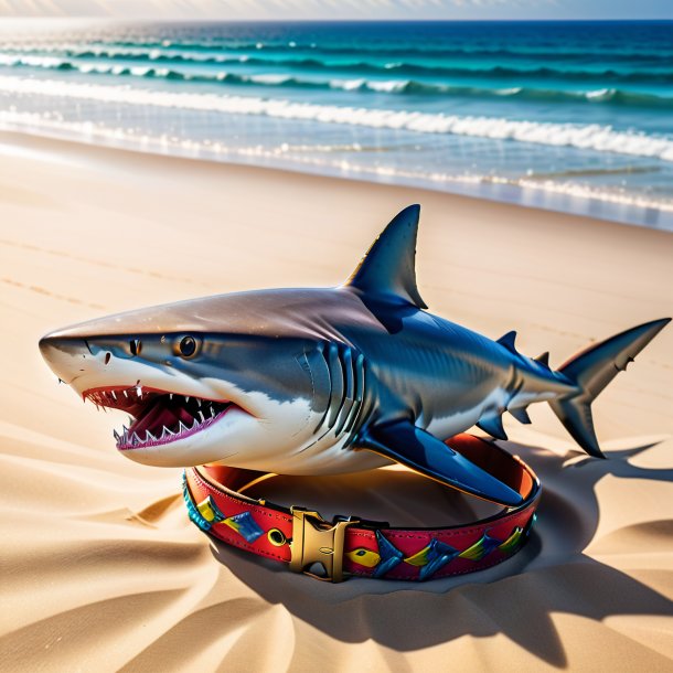 Foto de un tiburón en un cinturón en la playa