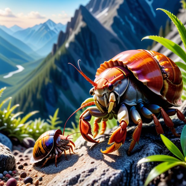 Image of a eating of a hermit crab in the mountains