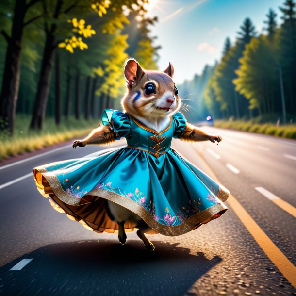 Pic of a flying squirrel in a dress on the road