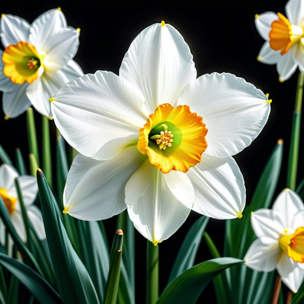 Drawing of a white narcissus, white