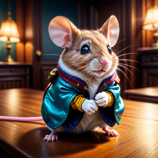 Photo of a mouse in a gloves in the house