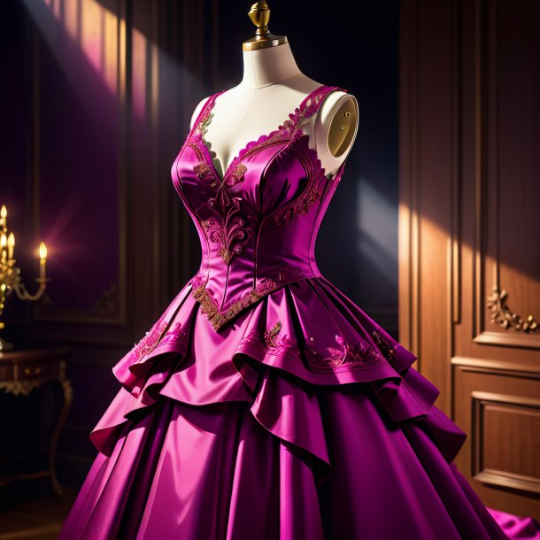 Ilustração de um vestido magenta de papel