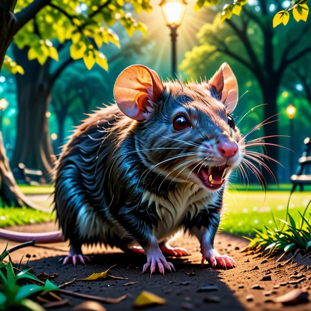 Image of a threatening of a rat in the park