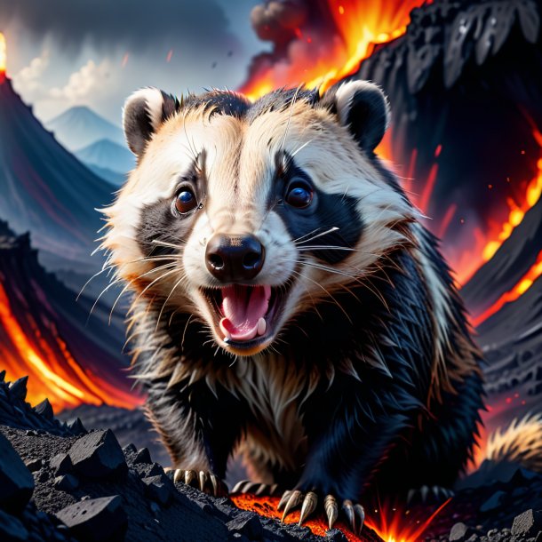 Image of a crying of a badger in the volcano