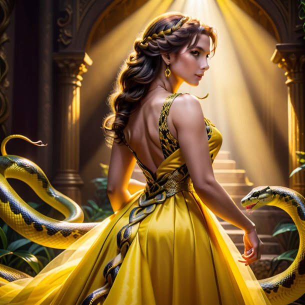 Image of a snake in a yellow dress