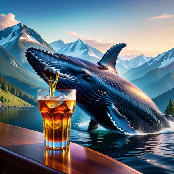 Photo d'une boisson d'une baleine dans les montagnes