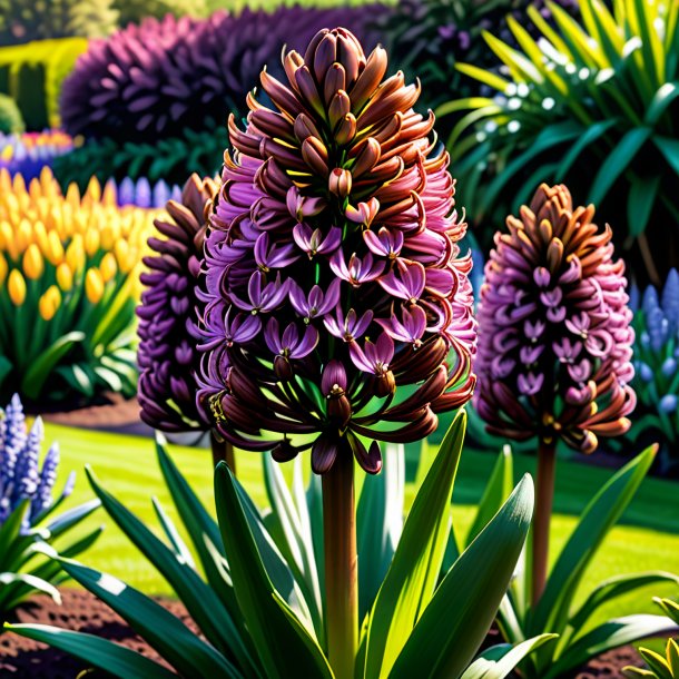 Esboço de um jacinto marrom, jardim