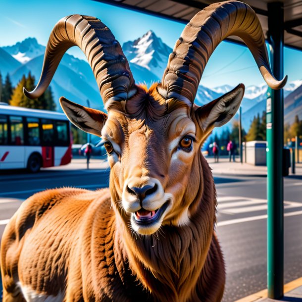 Foto de una sonrisa de un ibex en la parada de autobús