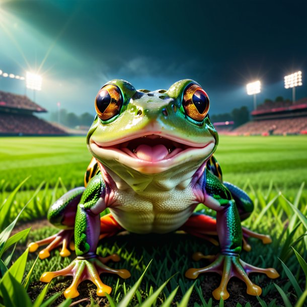 Picture of a threatening of a frog on the field