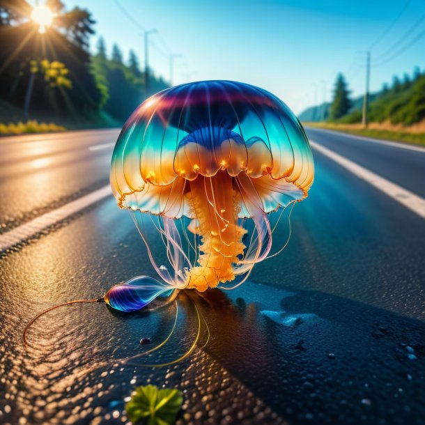 Picture of a drinking of a jellyfish on the road