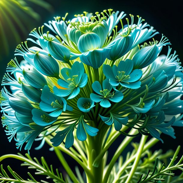 Illustration of a cyan fennel