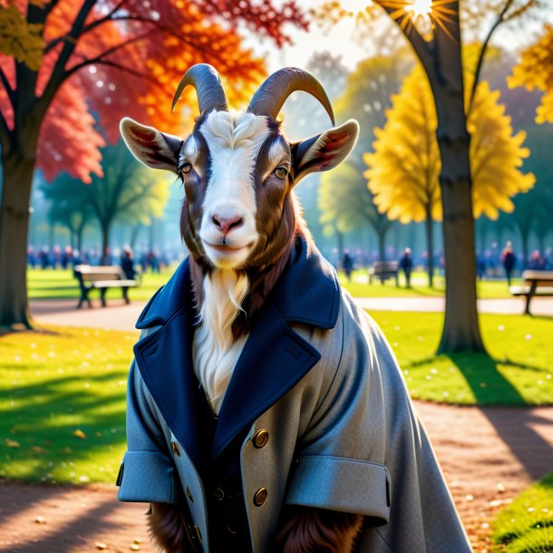 Photo d'une chèvre en manteau dans le parc