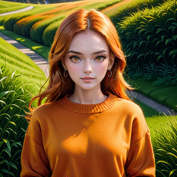 Illustration of a orange sweater from grass