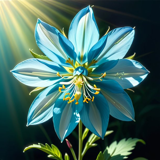 Drawing of a aquamarine columbine