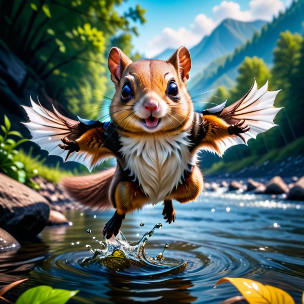 Pic of a flying squirrel in a gloves in the river