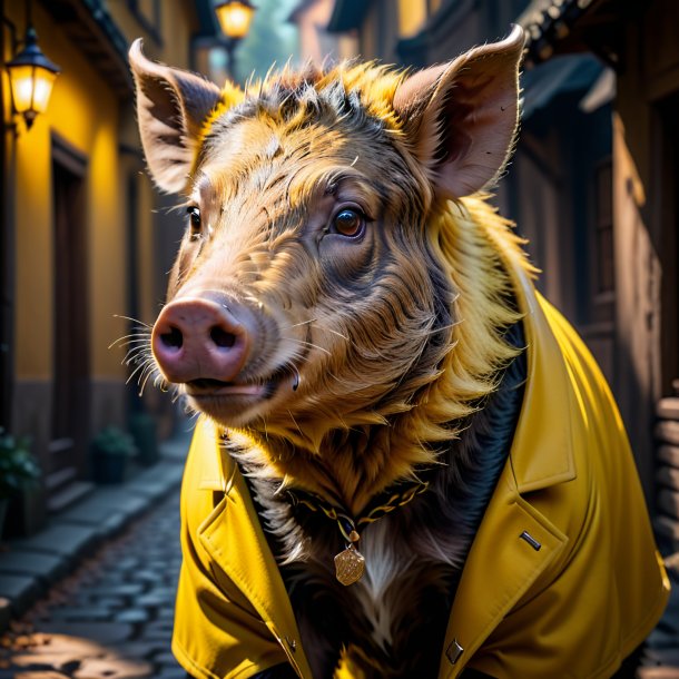 Photo d'un sanglier dans un manteau jaune