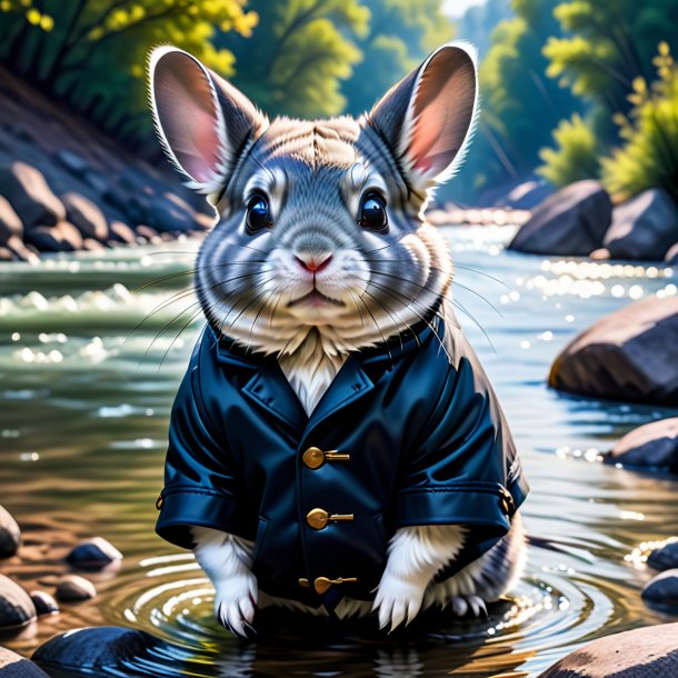 Image of a chinchillas in a coat in the river