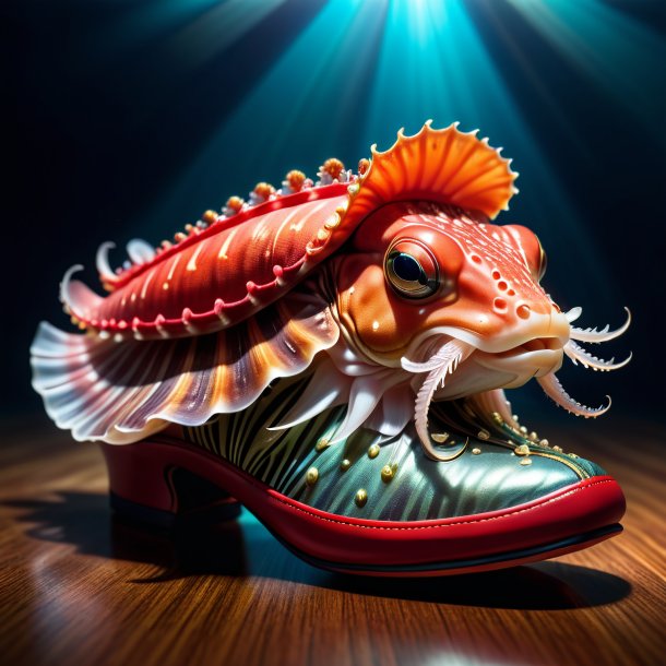 Image of a cuttlefish in a red shoes