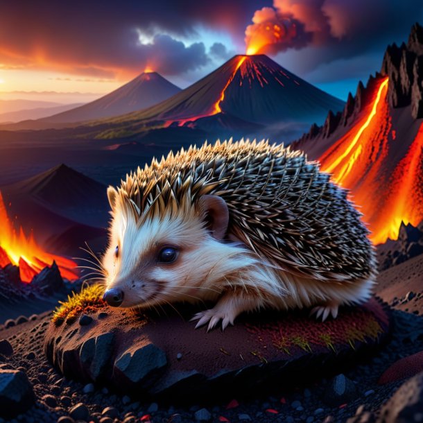 Pic of a sleeping of a hedgehog in the volcano