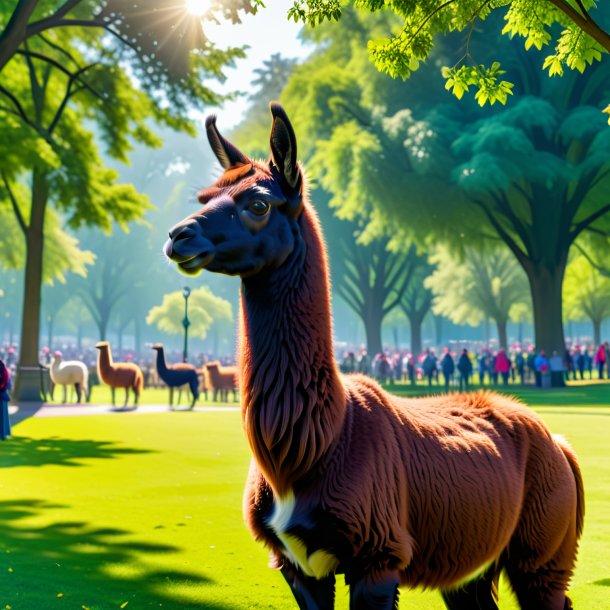 Picture of a waiting of a llama in the park