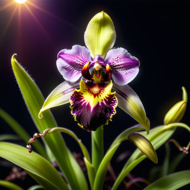 Depiction of a gray ophrys, fly orchid