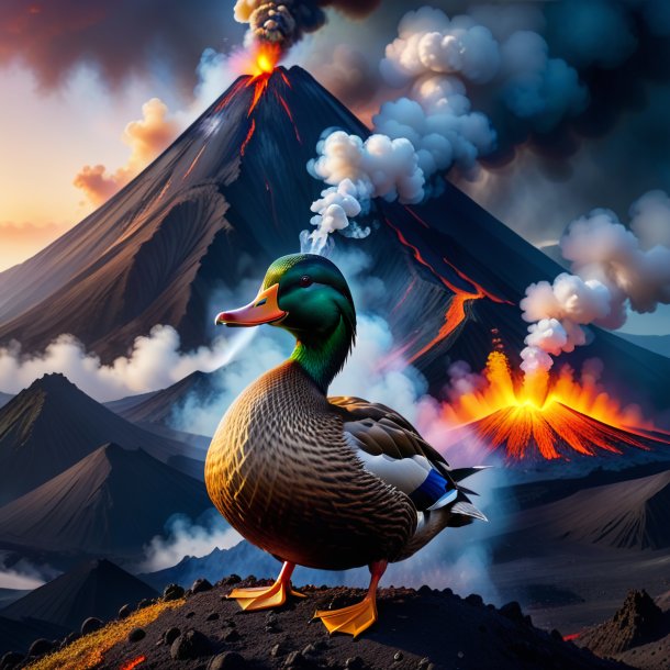 Foto de un fumar de un pato en el volcán