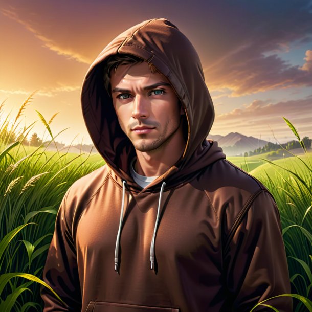 Illustration of a brown hoodie from grass