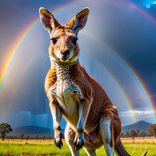 Foto de una amenaza de un canguro en el arco iris