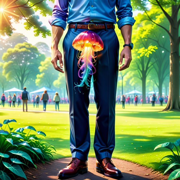 Illustration of a jellyfish in a trousers in the park