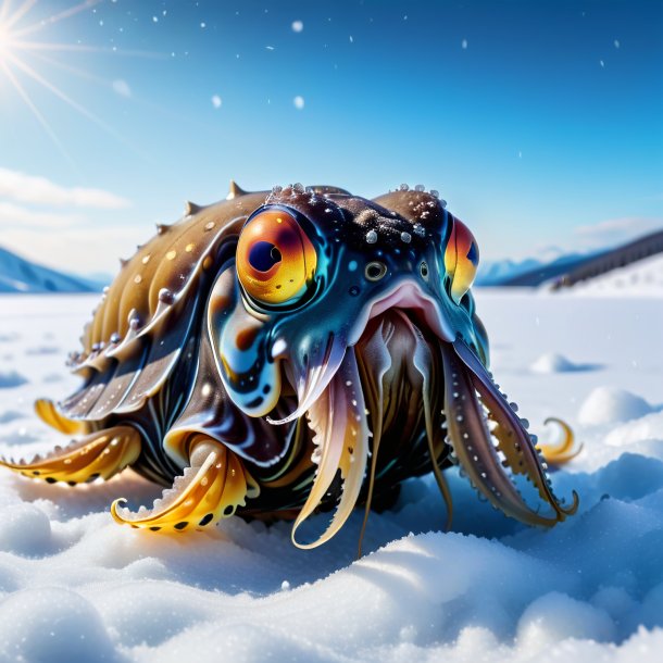 Pic of a crying of a cuttlefish in the snow