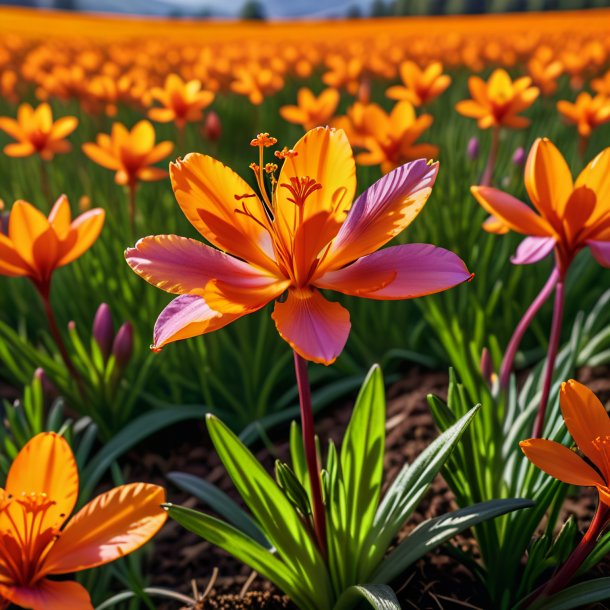 Portrait of a orange meadow saffron