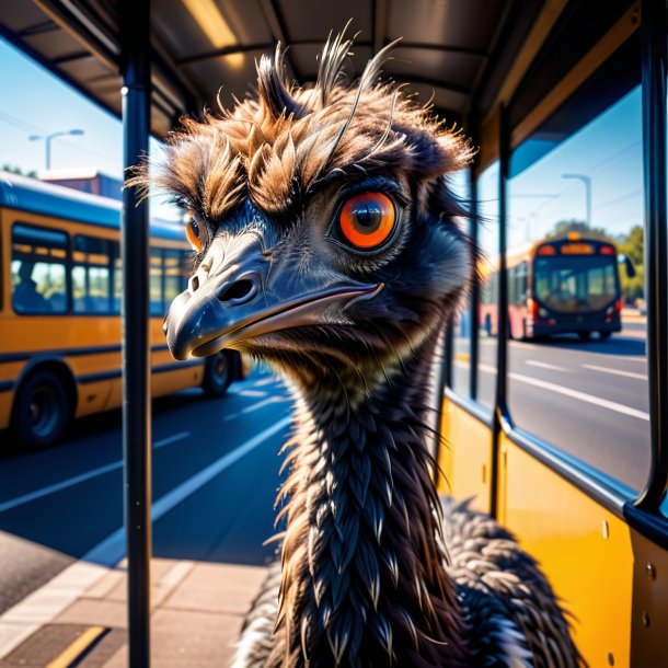 Imagem de uma ameaça de uma emu na parada de ônibus