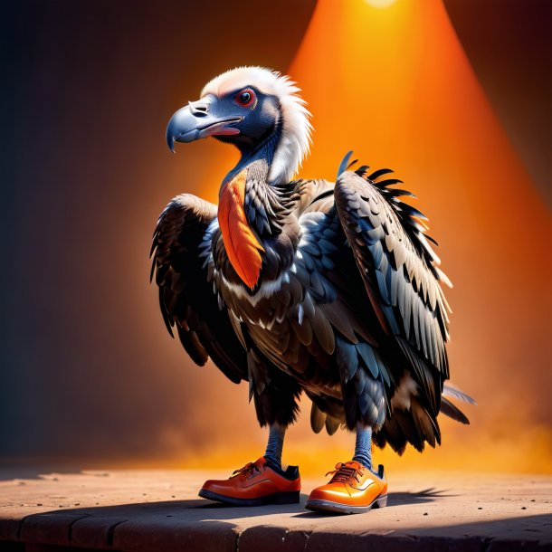 Photo of a vulture in a orange shoes