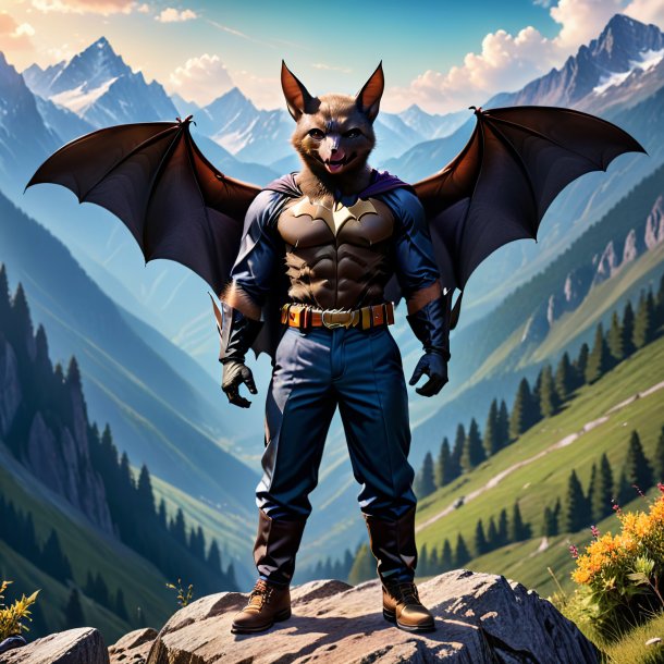 Photo d'une chauve-souris dans un pantalon dans les montagnes