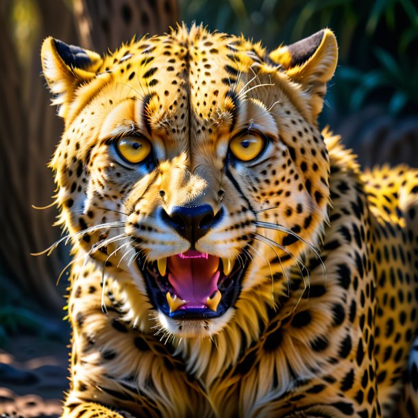 Image of a yellow crying cheetah