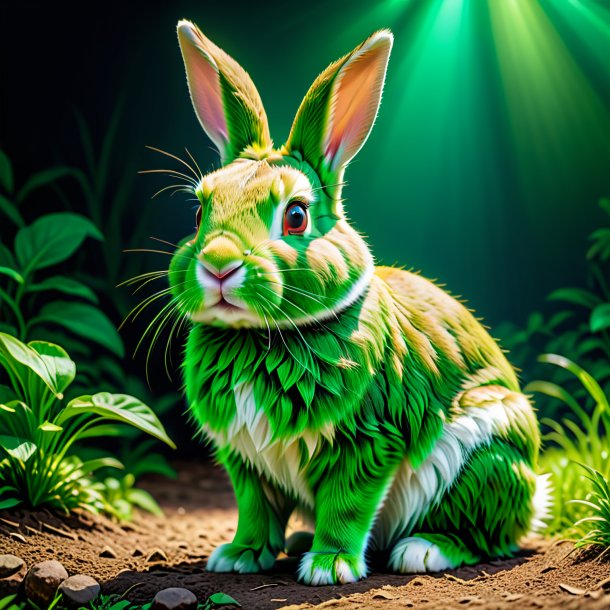 Image d'un lapin vert qui attend