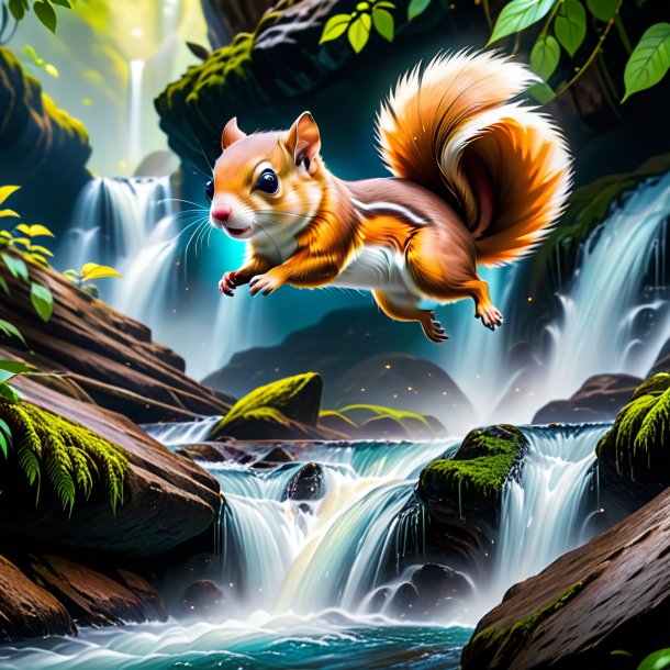 Picture of a resting of a flying squirrel in the waterfall