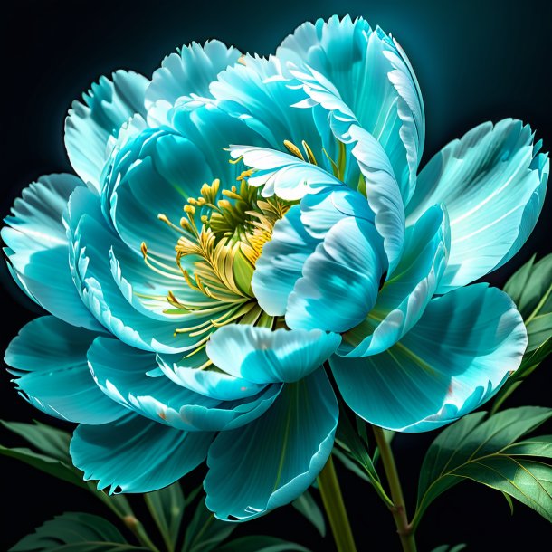 Sketch of a cyan peony