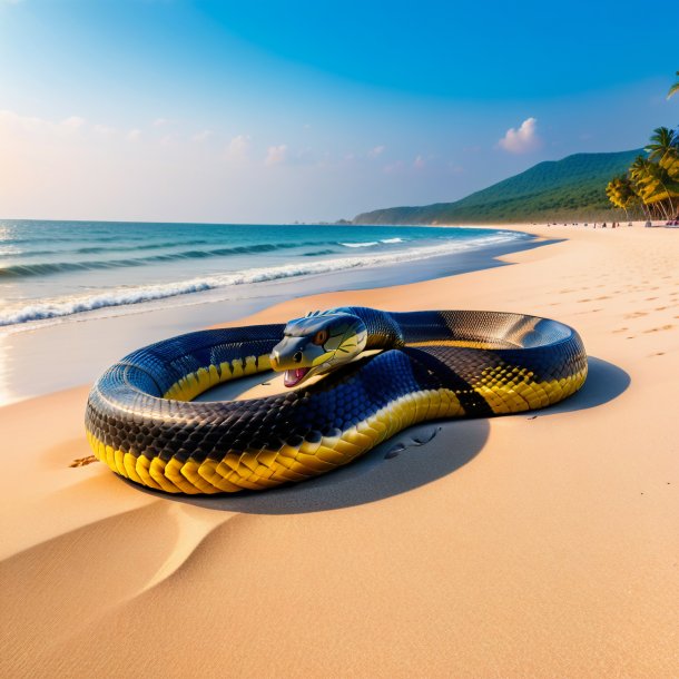 Foto de una espera de una cobra en la playa