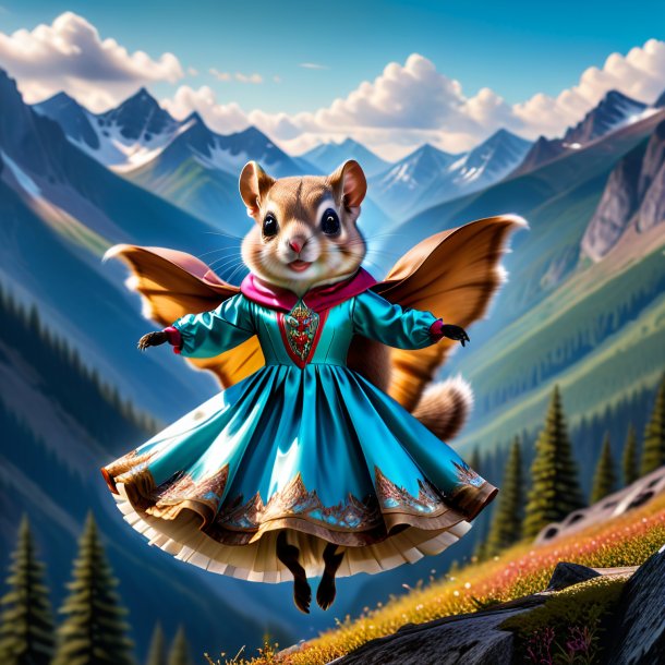 Pic of a flying squirrel in a dress in the mountains