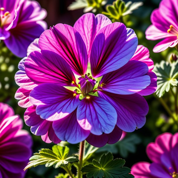 De um gerânio de ameixa, rosa