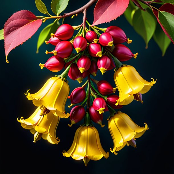 Photo of a crimson yellow waxbells