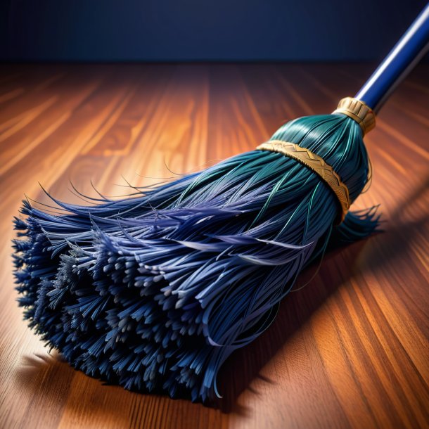 Clipart of a navy blue broom, prickly