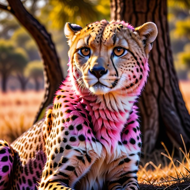 Pic d'un guépard d'attente rose