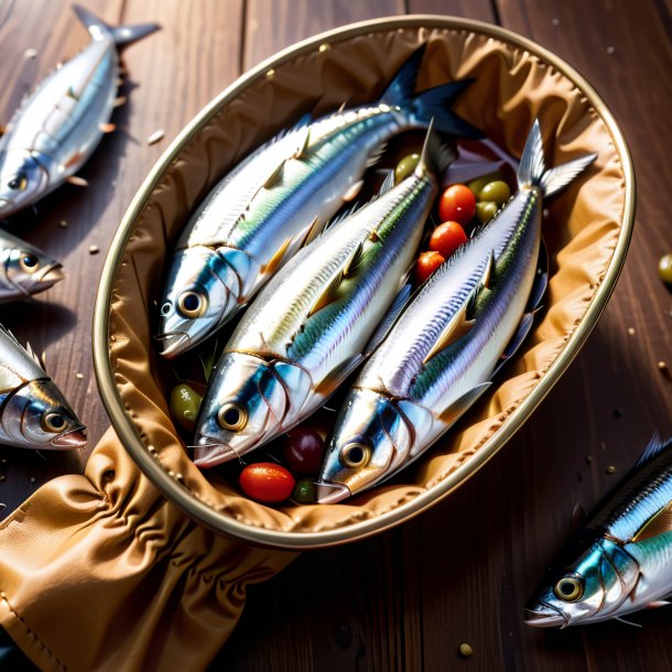 Fotos de uma sardinha em luvas marrons